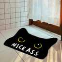 Cat Bath Mat Black Cat Rug Nice Ass Funny Cats Lovers Hydrophilic Polyurethane Floor Mat Non SIip Bath Mats Non SIip Bath Mats for Bathroom Kitchen Bedroom, Decorations Gift 27.5 x 22.0 Inches rug1049