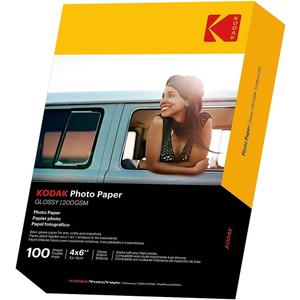 KODAK Photo Paper Gloss 4 X 6, 100 count, 52lb-200 g/m 2-8.5MIL (41180-1743327) **THIS PRODUCT IS NOT COMPATIBLE WITH THE KODAK DOCK PRINTER**" (White)