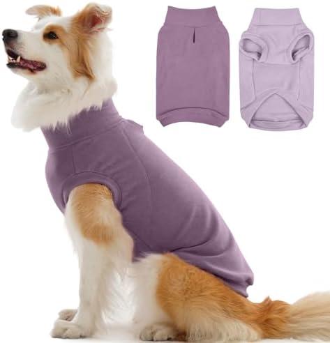 IECOii 2 Pack Dog Fleece Sweaters Vest Boy Girl - Warm & Stretchy & Soft Dogs Fleece Sweaters for Walking, Hiking, Running, Camping, Hunting in Fall & Winter (Size XL,Dark Purple & Light Purple)