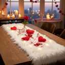 Table Runner, Thanksgiving Modern Small White Fur Table Runners for Party Birthday Christmas Friendsgiving Wedding Dinning Table, Decorative Rug Luxury Faux Fur Runner for Table(11.8x47.2inch)