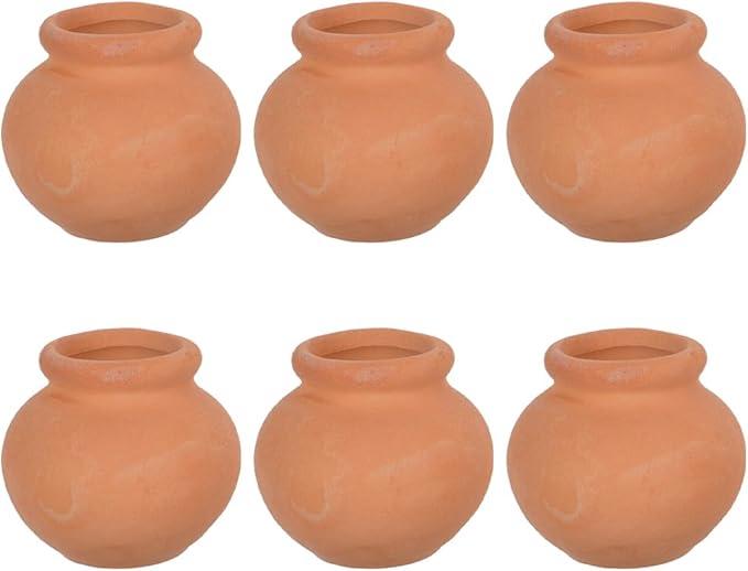 Mini Clay Pots, 6pc Set Mini Terracotta Clay Pottery Planters for DIY Garden & Dollhouse