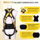 Fall Protection Premium Safety Harness with Shock Absorbing Lanyard, Vented & Padded Shoulder, Legs & Back - Upgrade 4 Quick Buckles (Yellow)