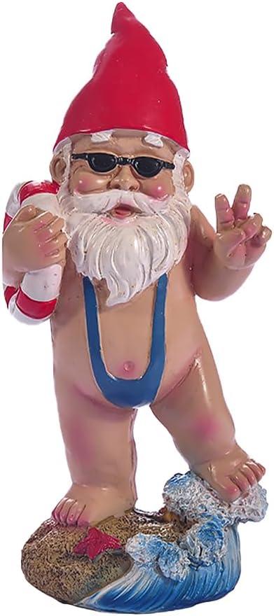 BESPORTBLE Garden Gnome Statue - 6.24inch Pool Party Gnome Figurine Outdoor Statues for Patio Garden Decor