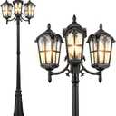 VIANIS Black Outdoor Post Light with 3-Head, 78" H Lamp Posts Outdoor Lighting, 100% Aluminum Anti-Rust Light Poles for Outside, Waterproof Street Lights for Porch, Patio, Pathway(Hardwired 120VAC)