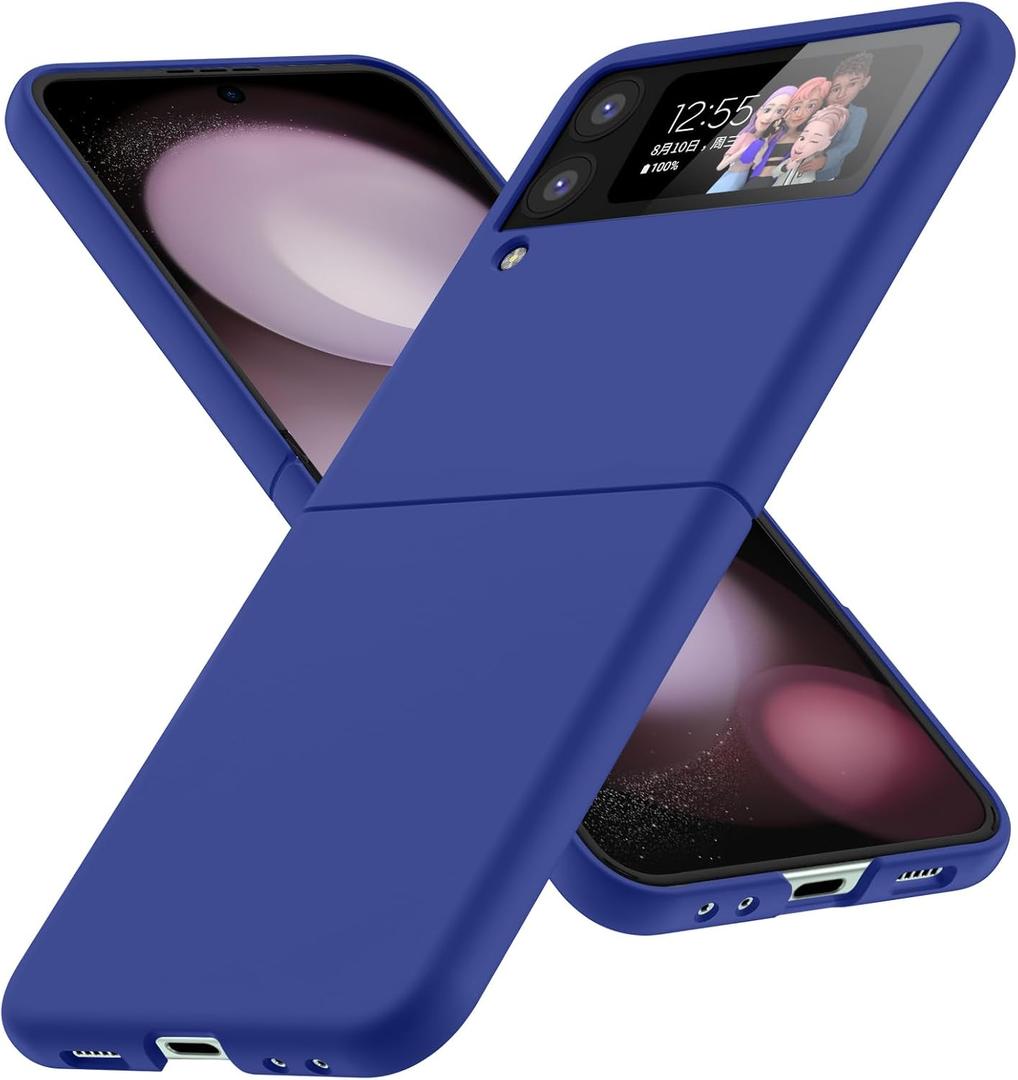 for Galaxy Z Flip 4 Case, Matte PC Case for Women Men Girls Boys Drop Protection Shockproof Slim Thin Cute Cover for Galaxy Z Flip 4, Blue 10.12