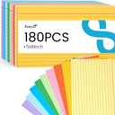 Koogel 180PCS Large Colored Index Cards, 5x8 Inch Lined Index Neon Colored Flash Cards with Both Sides Notecards for Back To School Studying School Classroom Note Taking Recipes Supplies