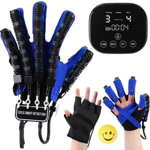 Rehabilitation Robot Glove for Stroke Hemiplegia Finger Hand Stroke Recovery Equipment for Left or Right Robotic Hand Trainer with Heating Massage Mirror Glove (Right Hand, L)