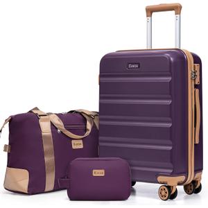 Luggage Sets 3 Piece,Suitcases with Wheels,Carry On Luggage Set,ABS Hard Case Luggage with TSA Lock Spinner Wheels(3 Piece Sets,Purple(20"/DB/TB)), 3PCS