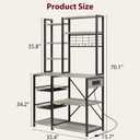 GarveeHome Bakers Rack with Power Outlets, 7-Tier Microwave Stand with 2 Wire Basket, 35.4 in Industrial Coffee Bar Station, Kitchen Large Bakers Rack with Storage for Pots, Dishes, Retro Gray, 35.43 x 15.73 x 70.15 inches