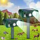 2025 Solar Ultrasonic Animal Repellent Outdoor Cat Repellent with Motion Detection & Flashing Light, Animal Deterrent Devices Control for Deer Squirrel Raccoon Skunk Rabbit Out of Garden Farm Yard
