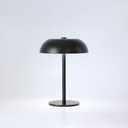 Portable LED Mushroom Table Lamp, 8.46'' Metal Small Cordless Desk Night Light with 5200mAh Rechargeable Battery, Stepless Dimming Lamp with 3 Colors for Bedroom/Bar/Coffee Shop (Black)