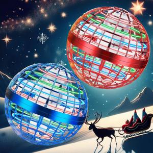 2025 Upgraded Flying Orb Ball Toy with LED Lights, Cosmic Boomerang Hover Orb Ball for Kids & Adults, for Indoor/Outdoor Fun Cool Holiday Magic Toy, for Boys & Girls (Blue+Red)
