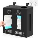 2 in 1 Trash Bag Dispenser and Grocery Bag Holder, Large Wooden Trash Bag Holder,Trash Bag Dispenser for Grocery Bags and Plastic Bags,Kitchen Cabinet Under Sink Organizers and Storage