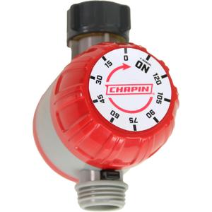 Chapin 41004: Mechanical Water Timer, Up to 120 Minutes of Watering, for Lawn and Gardens, Fits Standard Garden Hoses, Red/Gray