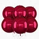 6Pcs Burgundy Round Foil Balloons, Giant 4D Round Ball Balloon, 22 Inch Metallic Burgundy Red Balloons for Birthday Wedding Graduation Prom Party Decorations