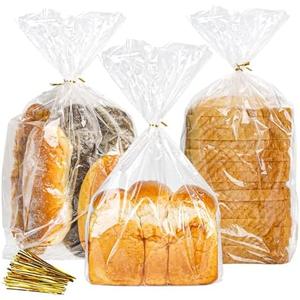 NPLUX Plastic Bread bags for Homemade bread loaf bags Clear sourdough Bag with Ties for Airtight Storage of Baked Goods(200PACK, 8x18x4in) 14 Count