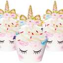 80 Pieces Unicorn Cupcake Toppers and Wrappers Decorations Unicorn Cup Cake Liners Rainbow Birthday Party Supplies Used for decorating desserts at birthday parties