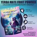 2 x 40 Servings (14.1oz) Yerba Mate Instant Tea Powder, 3-in-1 Peach Mango Flavored Low Sugar Super Drink to Support Energy & Focus with Prebiotics and Probiotics (EXP 08/24/27)