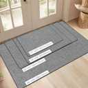 LEKEEPGO Ultra Thin Indoor Door Mat 36"x59", Low-Profile Door Mat Indoor Entrance, Non Slip Rubber Backing Inside Doormat Washable Welcome Front Entryway Dirt Trapper Entry Mat, Grey