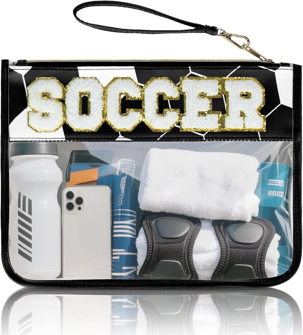 Baseball Gift Bags Baseballs Treat Bags Team Gifts Clear Chenille Letter Zipper Pouch Accessories Stuff Sport Portable (Medium, Soccer)