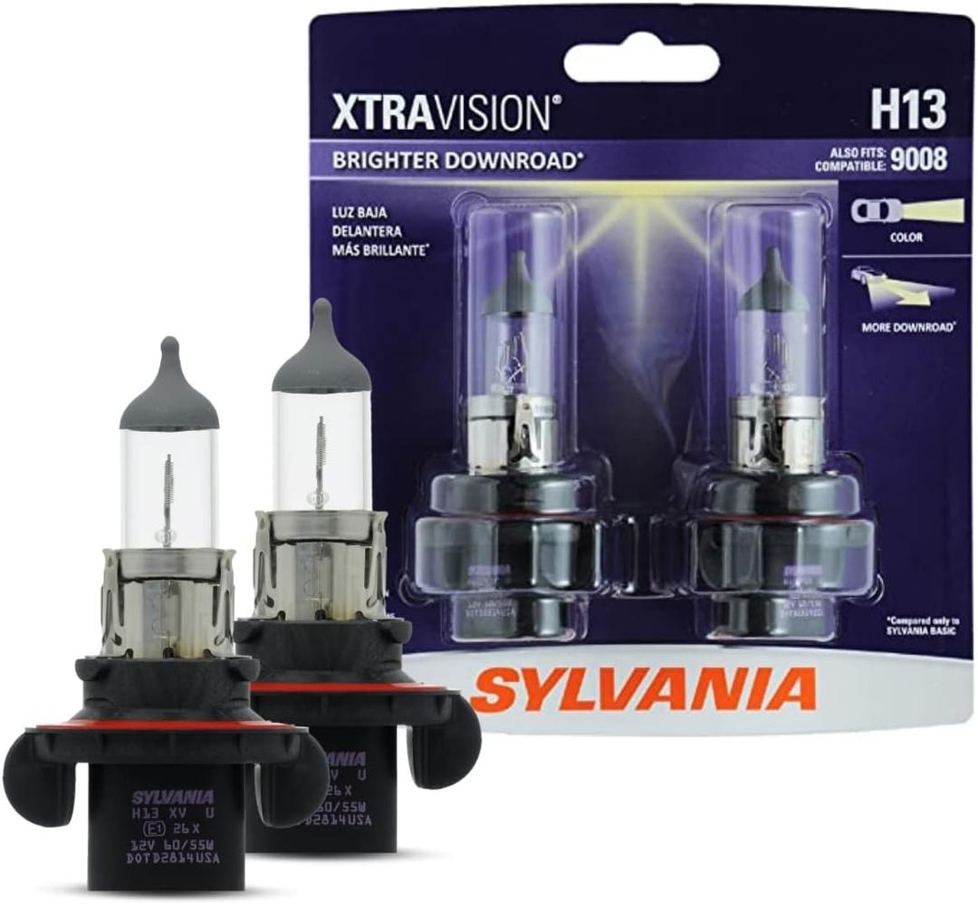 SYLVANIA - H13 XtraVision - High Performance Halogen Headlight Bulb, High Beam, Low Beam and Fog Replacement Bulb (Contains 2 Bulbs)