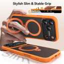 For iPhone 17 Pro Case: 360 Spin Magnetic Stand, Camera Protection (Compatible with MagSafe) [18FT Military Protection] Shockproof Matte Translucent Phone Cover for iPhone 17 Pro 6.3", Orange