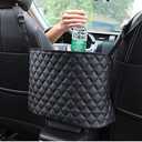 Car Net Pocket Handbag HolderPurse Holder for Between SeatsLeather Seat Back Organizer Mesh Large Capacity BagHandbag Between The Two Seats