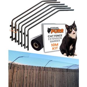 Cat Fence Outdoor Barrier - 10m Kit - Top of Fence Height Extender Solution for Pets - Wall Topper – Invisible Solution for Small Dogs - Cat proofing Fence Extension - Catio - Stop Pets Jumping Over