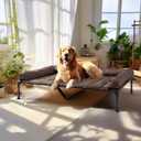 Veehoo Cooling Elevated Dog Bed Add Removable Waterproof Bolster Cushion Mat, Raised Pet Cot with Breathable Teslin Mesh, No-Slip Feet, Dog Sofa Bed for Indoor Outdoor, XLarge, Brown CWC2331B