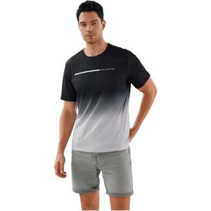 SOLY HUX Short Sleeve Shirts for Men Ombre Graphic Tops Crewneck T-Shirts Classic Tees (XL, Black)