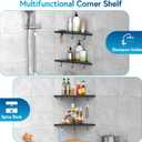 Corner Shower Shelves, 10" Matte Black 304 Stainless Steel Recessed Shelf for BathroomGrout in Shelf with Hooks for Tiled Wall 2 Pack (Black)