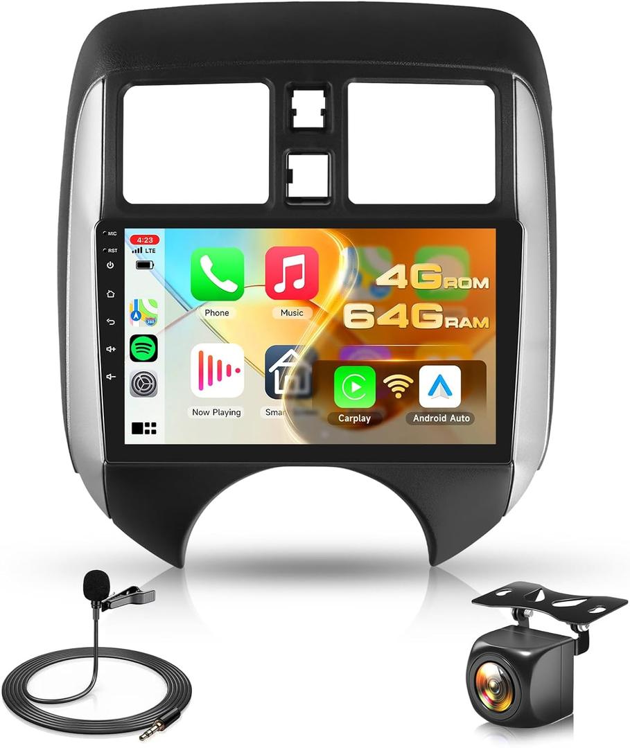 4G+64G Android Stereo for Nissan Versa Note 2014-2018 Radio Upgrade 9 Inch Touch Screen Head Unit, Driauto Car Stereo with Wireless Carplay Android Auto GPS WiFi DSP Bluetooth FM RDS Backup Camera