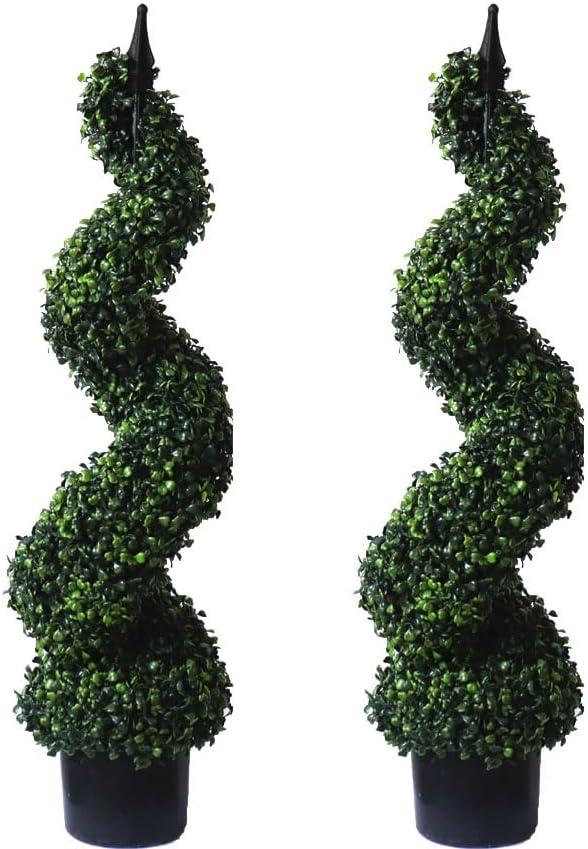 36'' Topiary Trees Artificial Outdoor Boxwood Plants Set of 2 for Porch Decor (3ft) 36'' Topiary Trees Artificial Outdoor Boxwood Plants Set of 2 for Porch Decor (3ft)