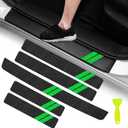 YOSRTER 5PCS Door Sill Guard Decoration Stickers for Dodge Charger Challenger Durango Journey Universal Fit to All Dodge Cars Fiber Leather Door Sill ProtectorGreen Trim