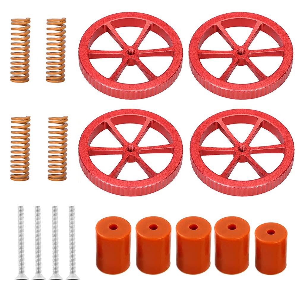 Ender 3 Springs Upgrade Kit,4Pcs Metal Leveling Nuts+ 4Pcs Hot Bed Springs +5Pcs Silicone Solid Bed Mounts for Ender 3/V2/Pro/Ender 3 S1/Pro/Plus/Ender 3 Neo/V2/Max Neo.