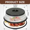 WENWELL 12 Inchs Microwave Splatter Cover & Silicone Mat, Large Vented Collapsible Guard dish Plate lid & Round Kitchen mat for food