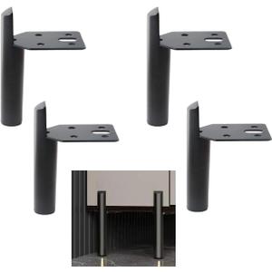2 Inch Furniture Legs Black Coffee Table Feet, Mid-Century Metal Furniture Leg for Sofa Cabinet Ottoman, Set of 4 Side Mounted Style Home DIY Replacement Feet