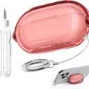 Wowway for Beats Solo Buds Case Cover with Anti-Drop Lock Protection, Anti-Yellowing TPU Clear Cover with Cleaner Kit, Compatibility with Beats Solo Buds Wireless Earbuds - Red