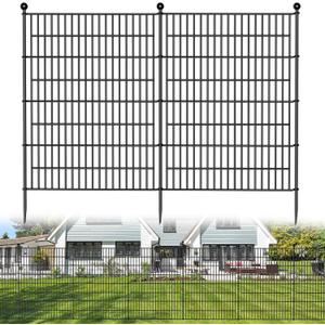 8 Panels No Dig Decorative Outdoor Garden Fence for Yard, 48 in(H) X 21 ft(L) Animal Barrier Fencing Rustproof Metal Wire Panel Border for Dog, Rabbits, and Patio Temporary Ground Stakes (8 Panels-21 ft(L) X 48 in(H))