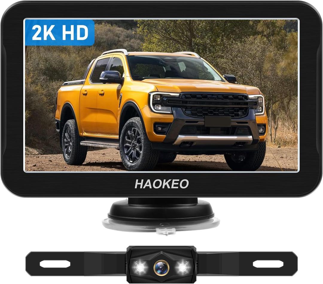Backup Camera for Truck 7 Inch HD 2K Front Rear View Monitor kit Auto Color Image Night Vision, IP69 Waterproof DIY Grid Lines for Car/RV/Tractor/Semi-Trailers/Pickup H7