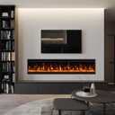 60 inch Electric Fireplace, 4.3" Ultra-Thin Electric Fireplace Inserts, Ultra-Narrow Frame, Wall Mounted and Recessed Fireplace, Log & Crystal, Touch Screen & Remote Control, 1500W