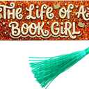 Sparkly Glitter Acrylic Tassel Bookmark - Show-Style Page Marker with Gold & Orange Shimmer, Bookish Accessories for Women Readers - “The Life of a Book Lover”