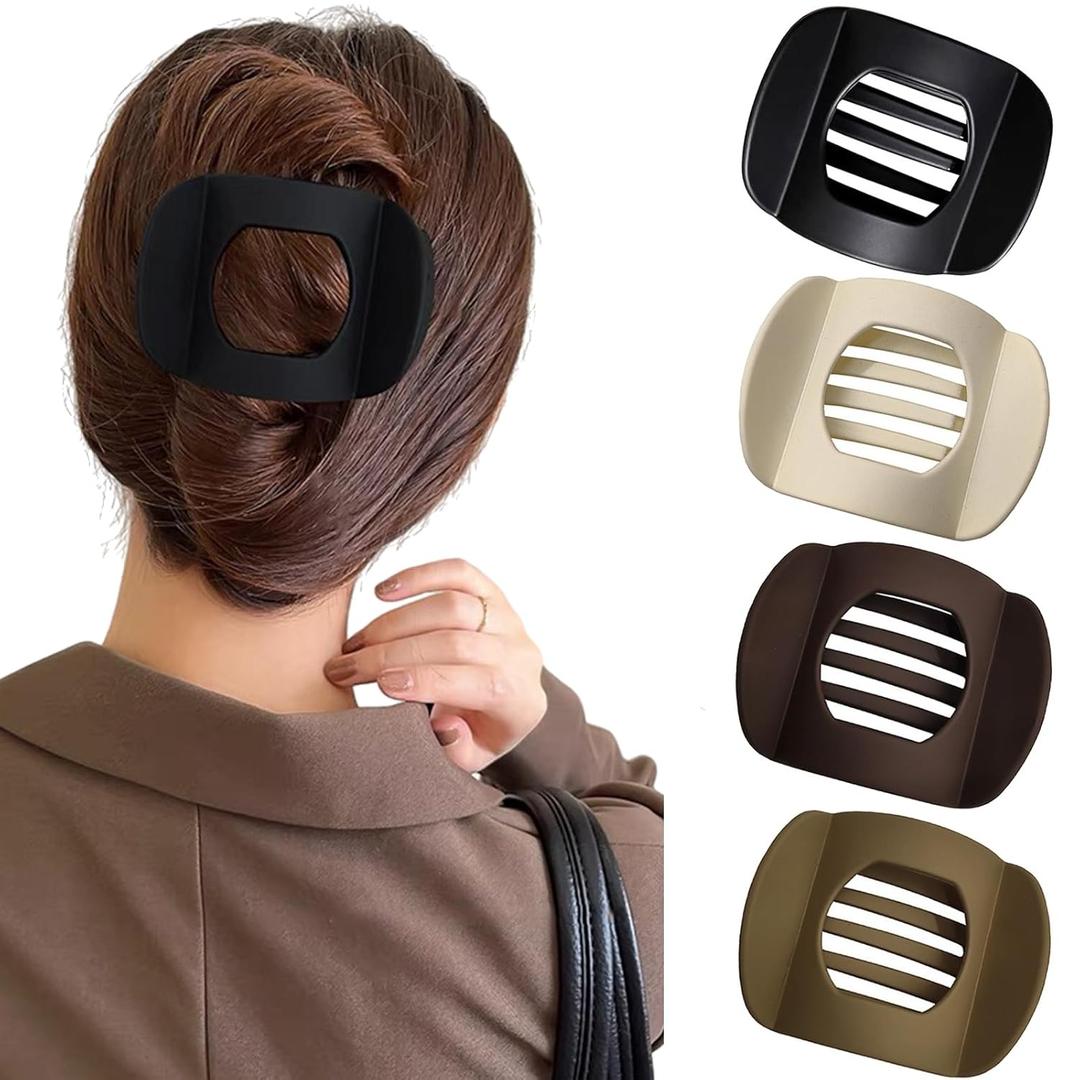 papasgix 4 PCS Flat Hair Clips, Flat Claw Clips for Women, French Strong Hold No Slip Grip Hair Claw Clips (Matte)