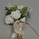 Wedding Bouquets for Bride Bridesmaid,White Champagne Artificial Roses Flowers for Wedding Church Decoration (7.5in)