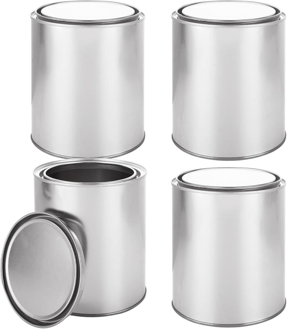 4 Pack 2 Quart Paint Cans with Lids Small Paint Bucket for Painting Metal Paint Containers with Lids Empty Paint Cans 1/2 Gallon Paint Pail Unlined Paint Storage Containers for Leftover Paint