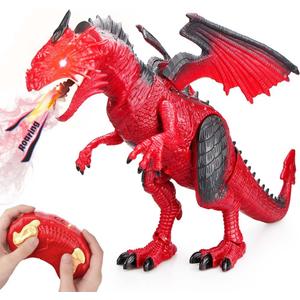 Betheaces Remote Control Dinosaur,Dragon Toy for Kids Boys Girls Red Dragon Figures Learning Realistic Looking Large Size with Roaring Spraying Light Up Eyes for Birthday Xmas Gifts (Style-1)