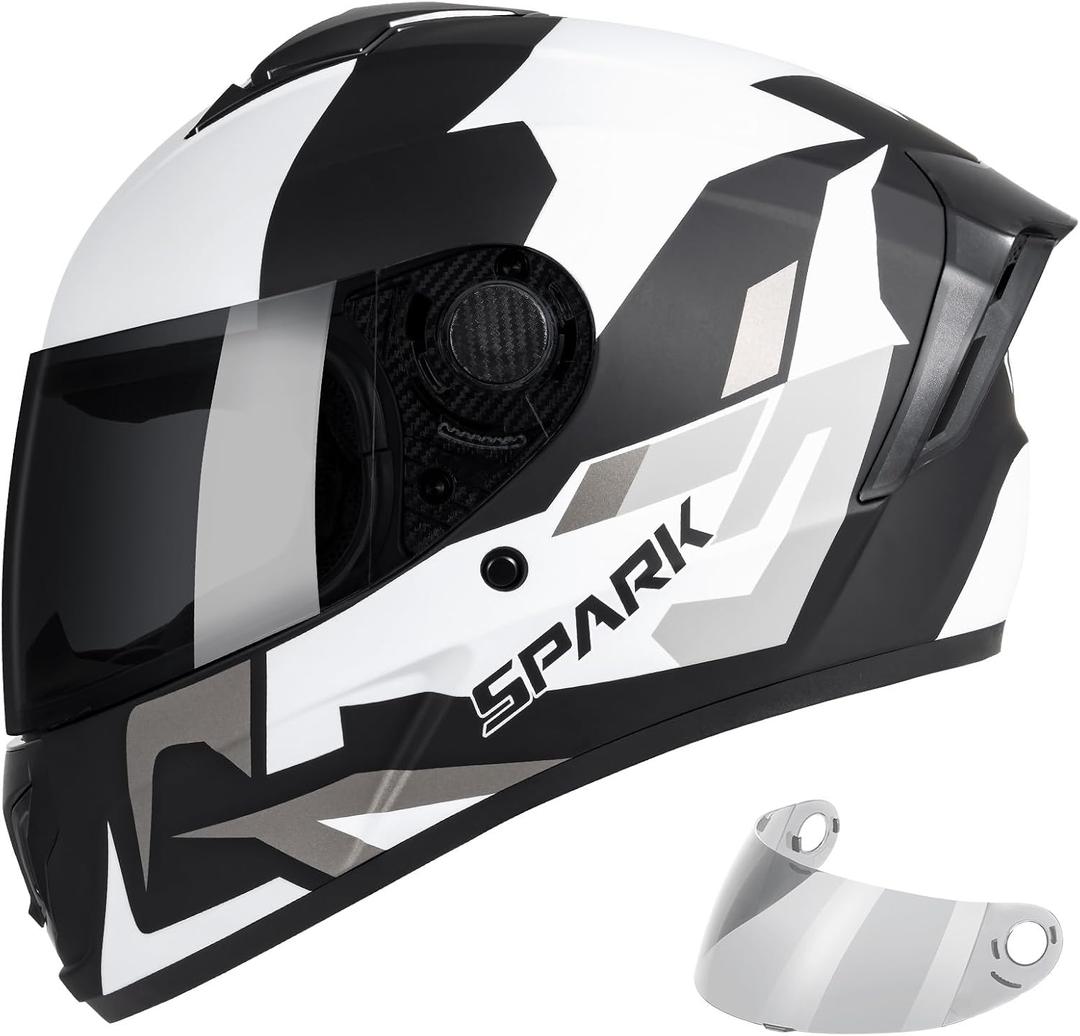 Full Face Motorcycle Helmet DOT Approved for Adults, Lightweight Street Bike Helmet with Ventilation, All-Season Riding Gear, Removable Washable Liner, Stylish Design for Men and Women, Large, Black White Camo