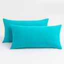 Stretch Pillow Cases King - Jersey Knit & Envelope Closure Pillowcases with Ultra Soft T-Shirt Like Polyester Blend - King Size Set of 2, Turquoise