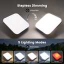 Rechargeable Tent Light, 5 Light Modes & Stepless Dimming, with Magnetic Base & Hook, IP65, Electric Lantern for Camping/Outdoor/Home/Hiking.