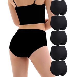 Anyball Women's Cotton Underwear High Waisted Briefs Full Coverage Soft Breathable Panties 5 Pack